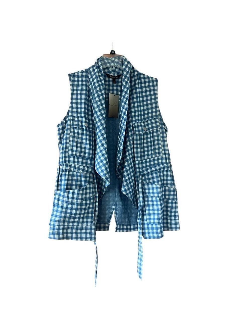 Baccini Blue and White Checkered Vest